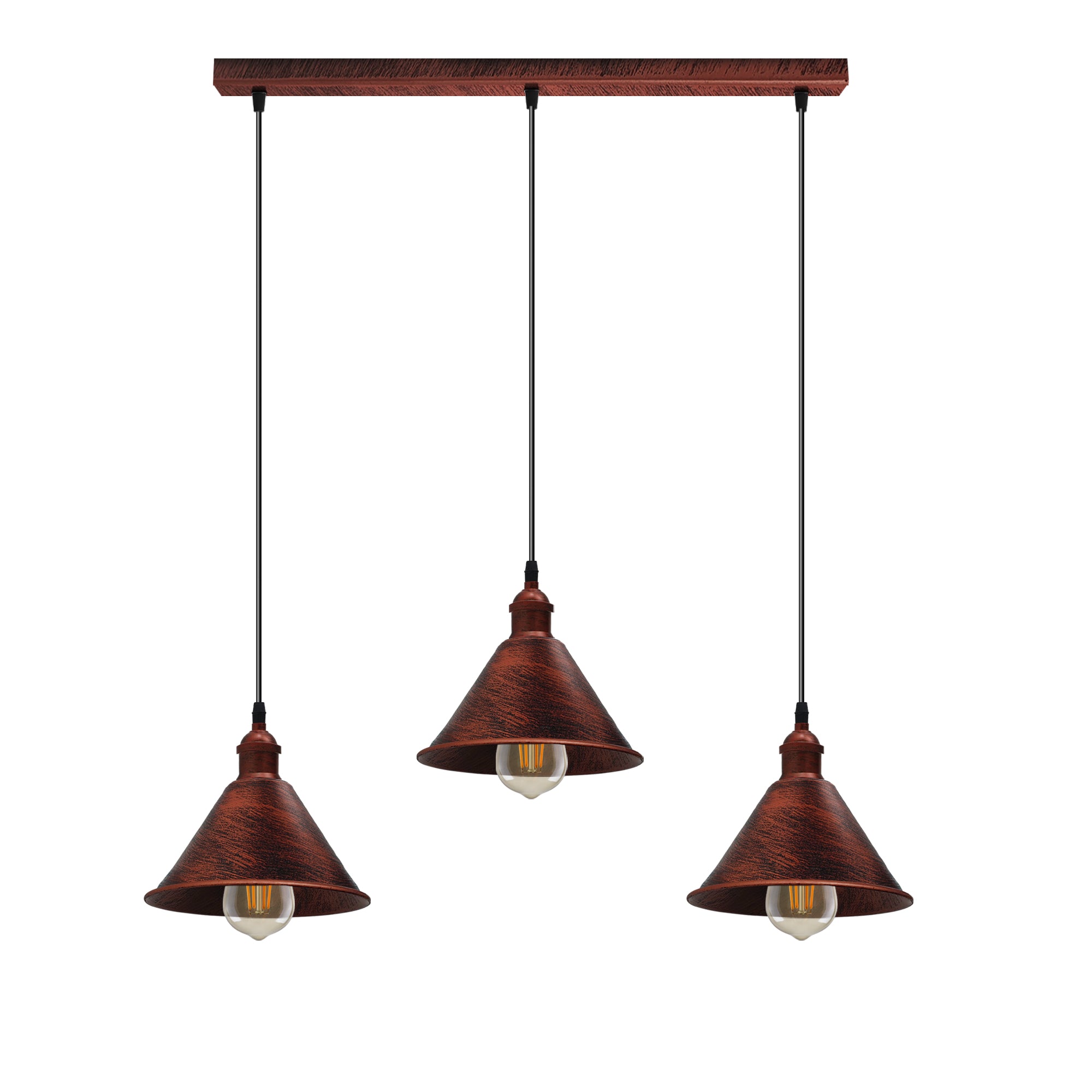 Vintage Rustic Red 3-Head Metal Pendant Light E27