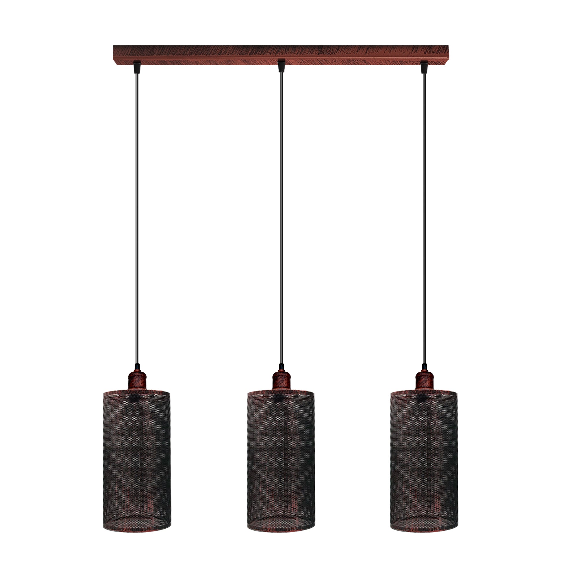 Vintage Industrial Rustic Red 3-Head E27 Metal Pendant Light