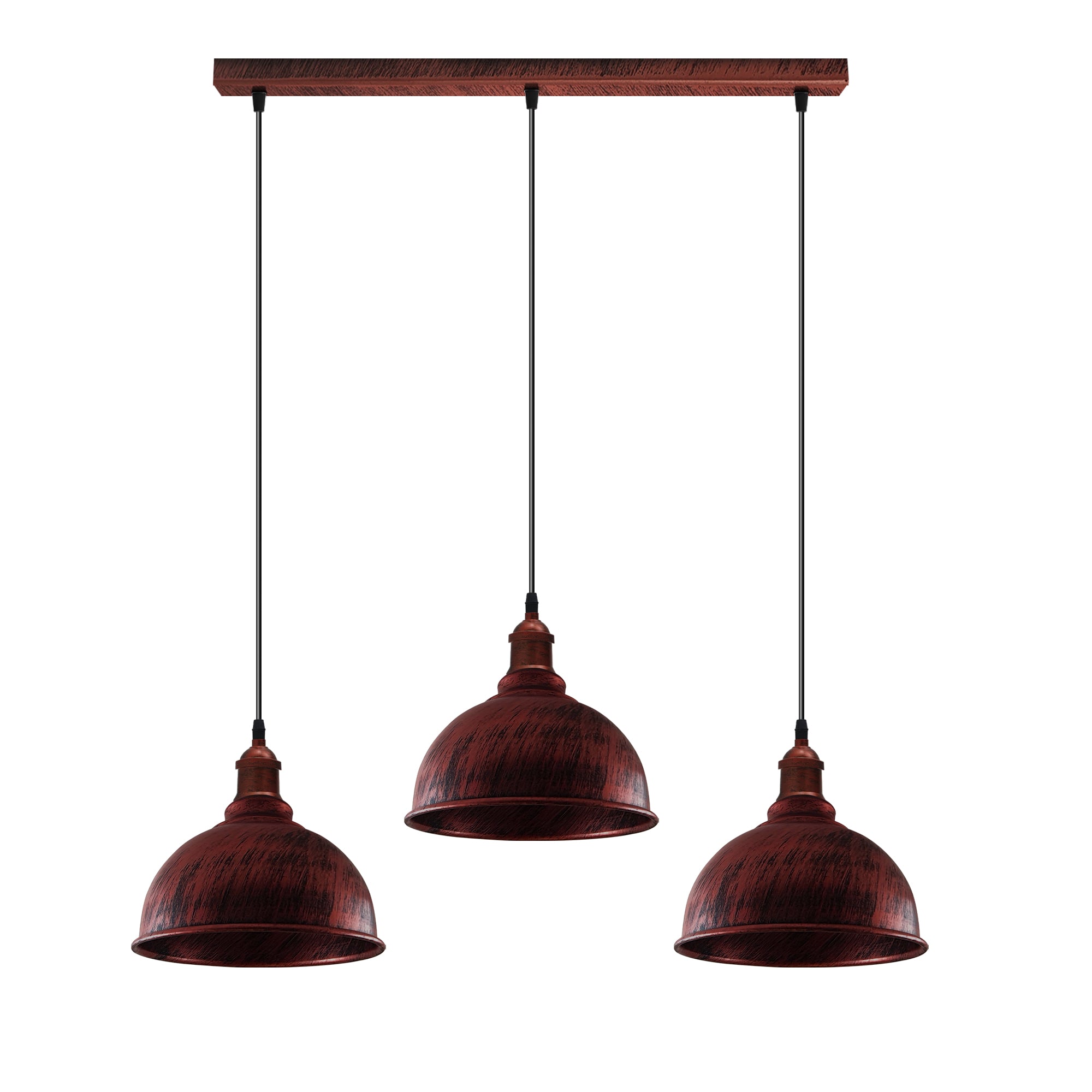 Vintage Rustic Red 3-Head Metal Pendant Ceiling Light E27