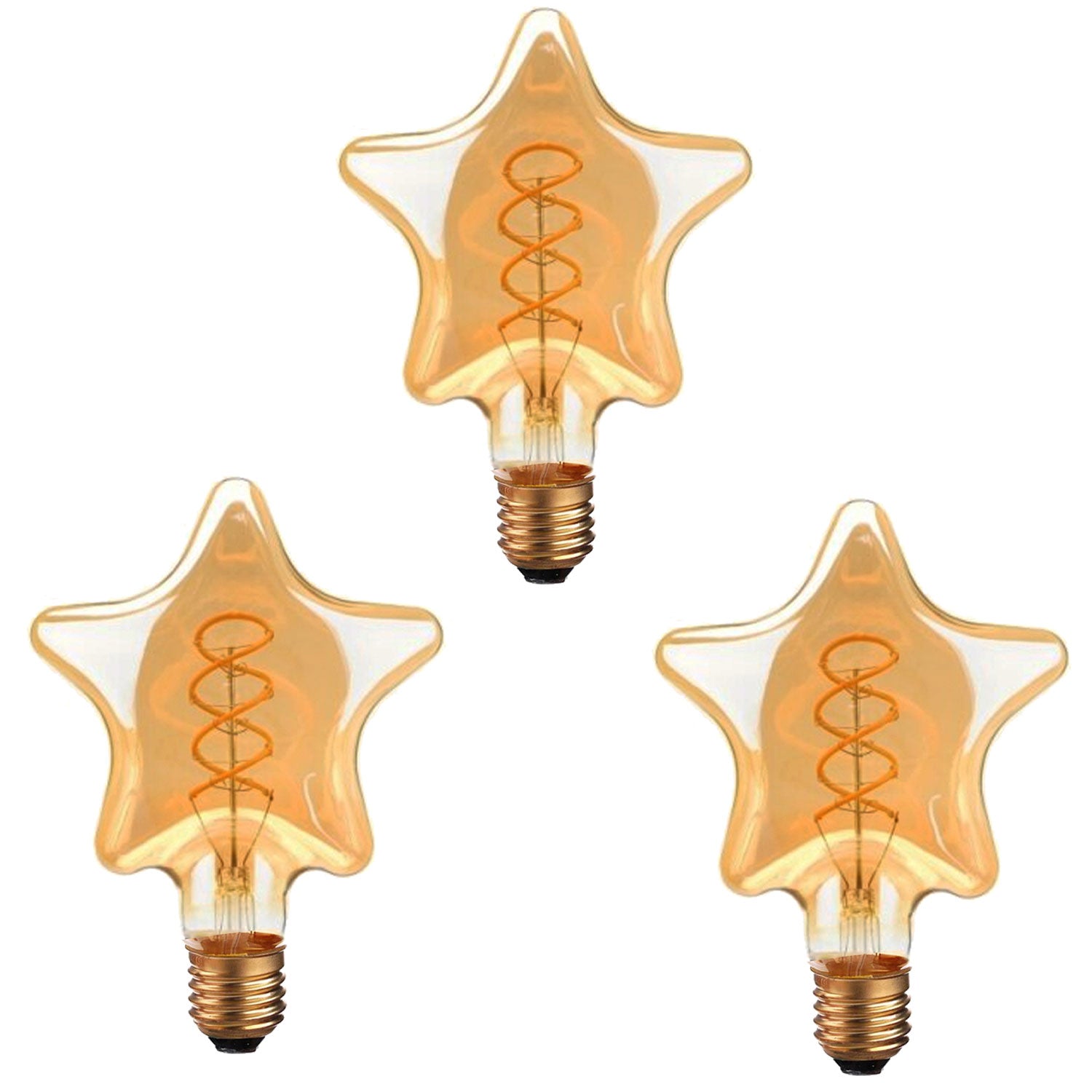 Vintage Retro E27 Amber Glass LED Bulbs, Warm White Light