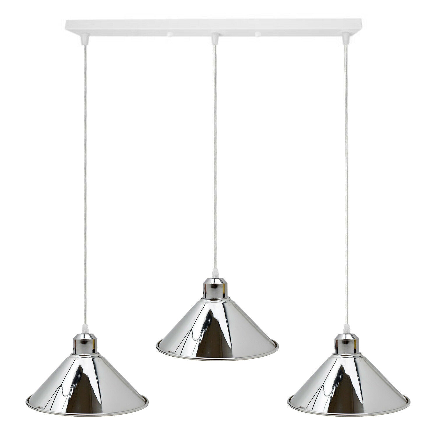 LEDSone Chrome 3-Light E27 Ceiling Pendant Lamp with Metal Shades