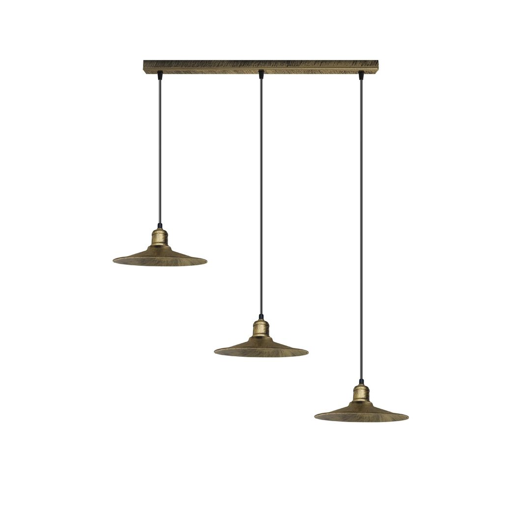 4 Head Vintage Industrial Brushed Brass Ceiling Pendant Easy Fit Light Metal 22cm Ceiling Lighting Shade