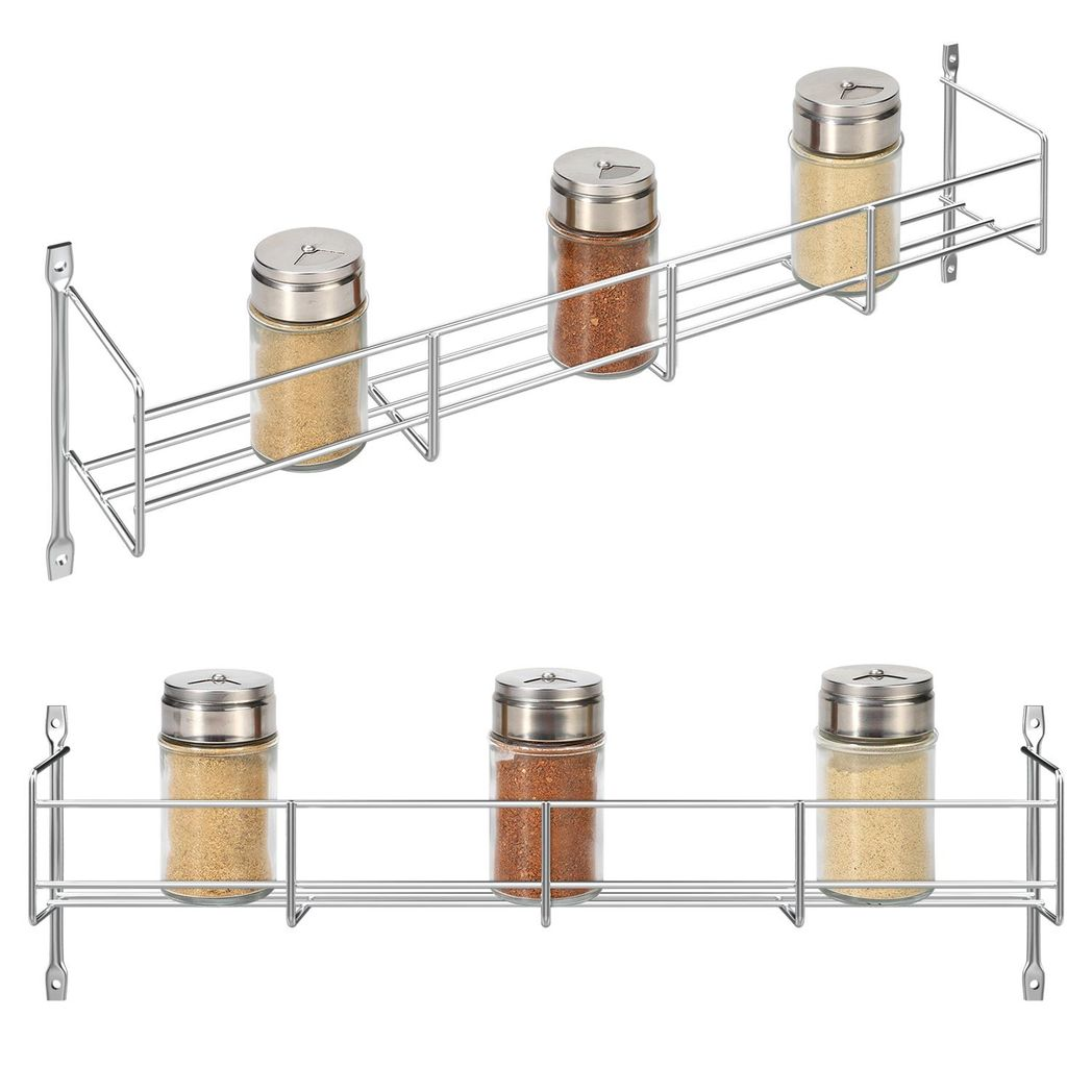 Vinsani 3 Tier Chrome Herb and Spice Rack Organiser, Wall or Cupboard Door Mount, Holds Up to 24 Spice Jars