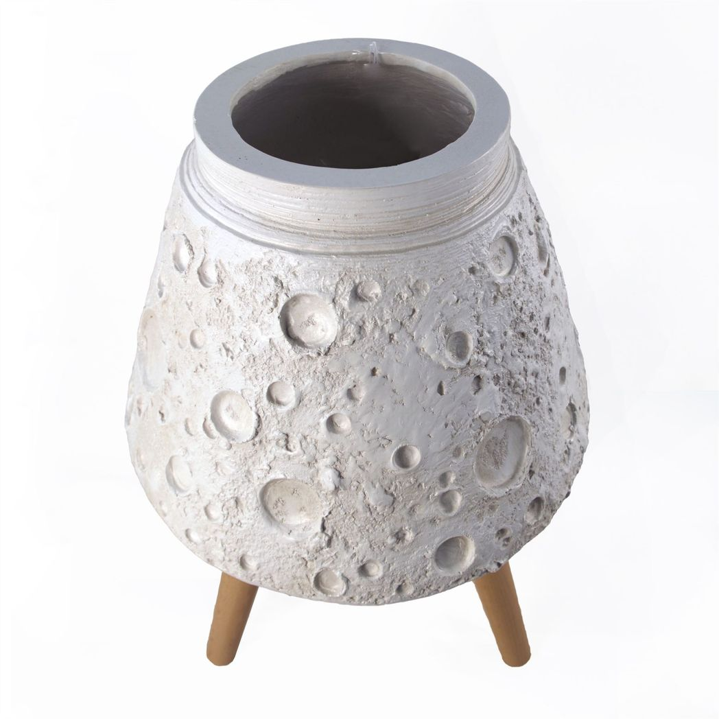 Leaf Large Lunar White Fibreglass Composite Planter 62cm x 40cm