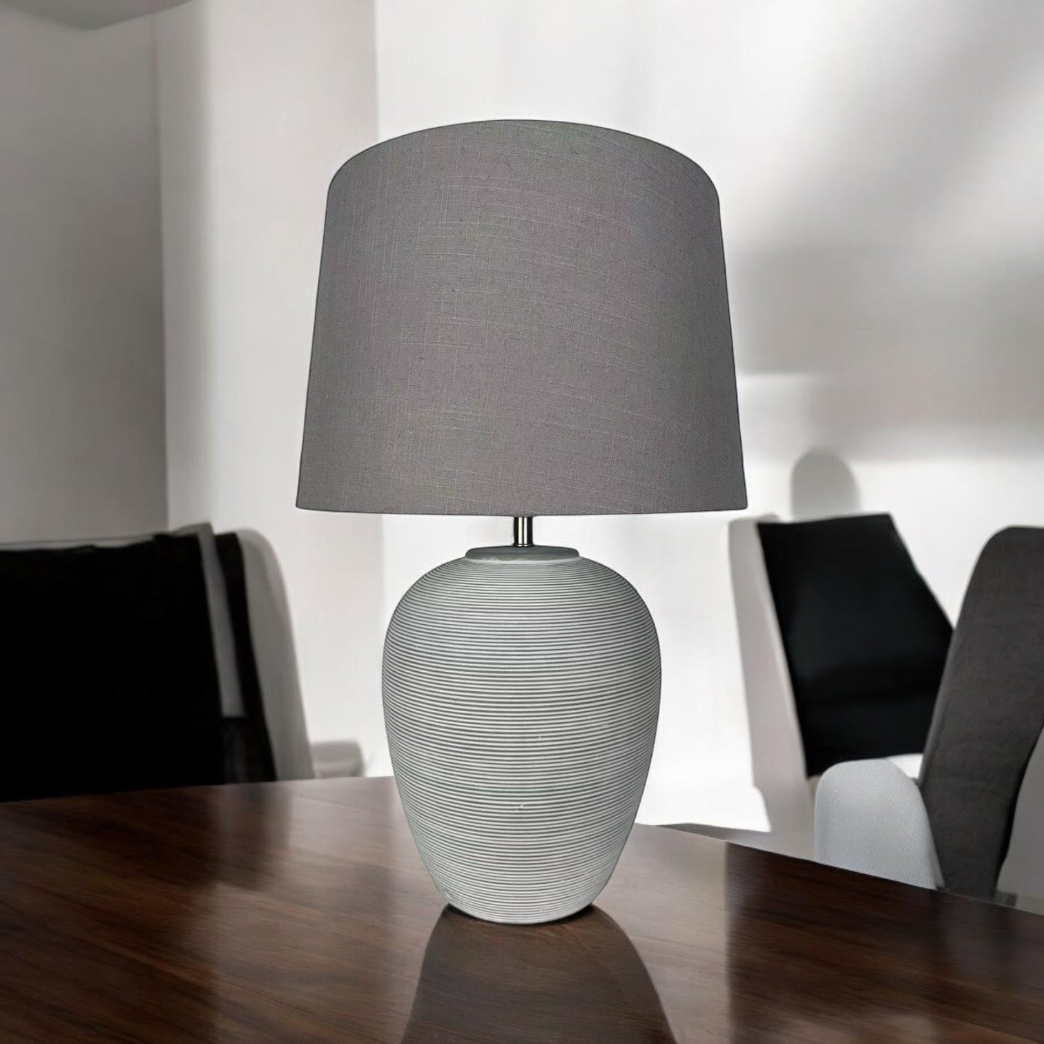 MSL 32cm Traditional Ceramic Table Lamp Base and Shade with Inline Rocker Switch, Double Insulated