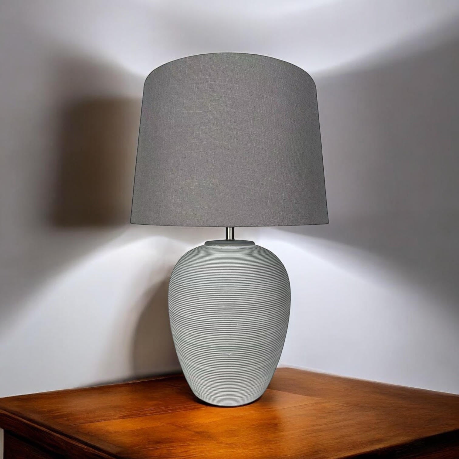 MSL 32cm Traditional Ceramic Table Lamp Base and Shade with Inline Rocker Switch, Double Insulated