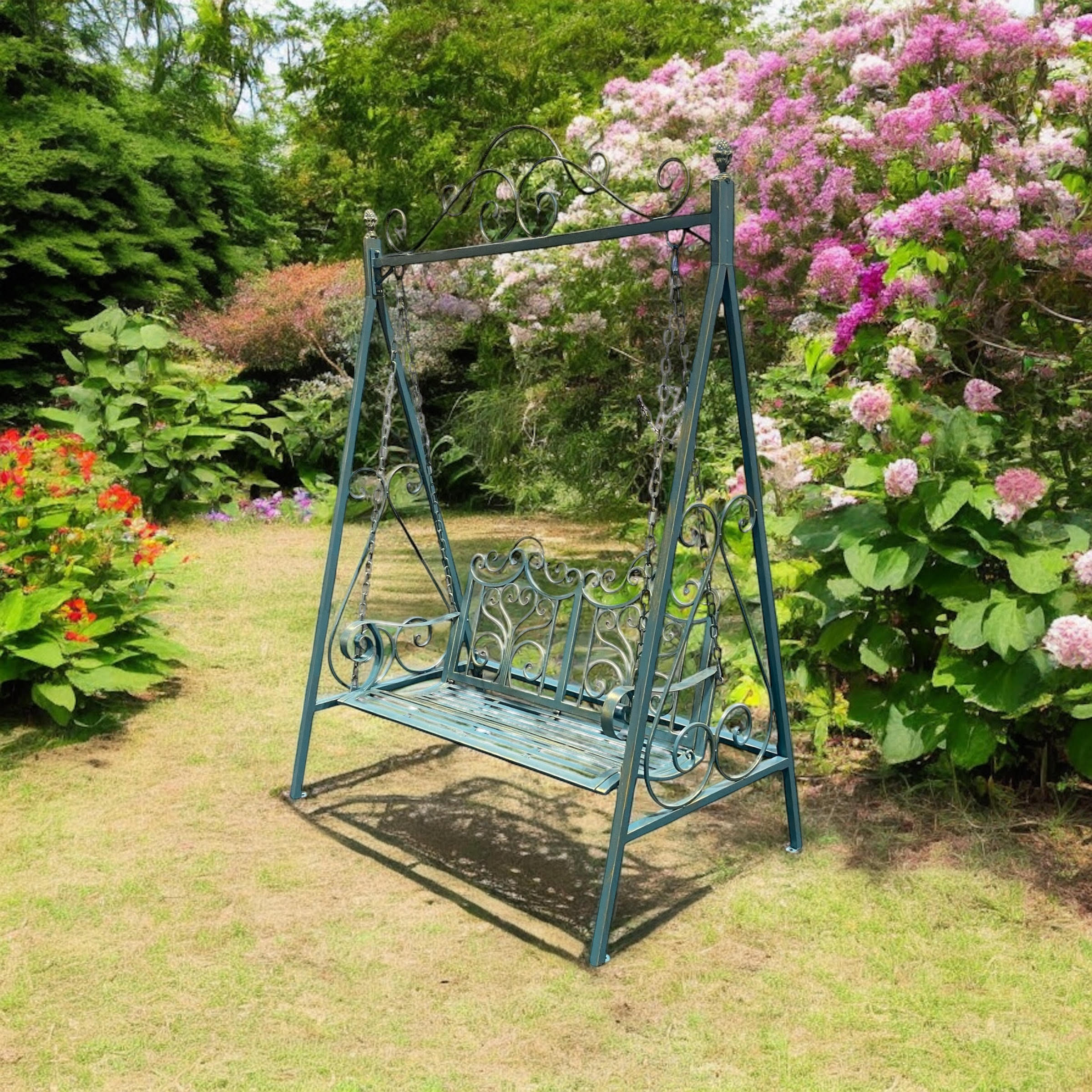MSL Blue and Gold Metal Swing Bench