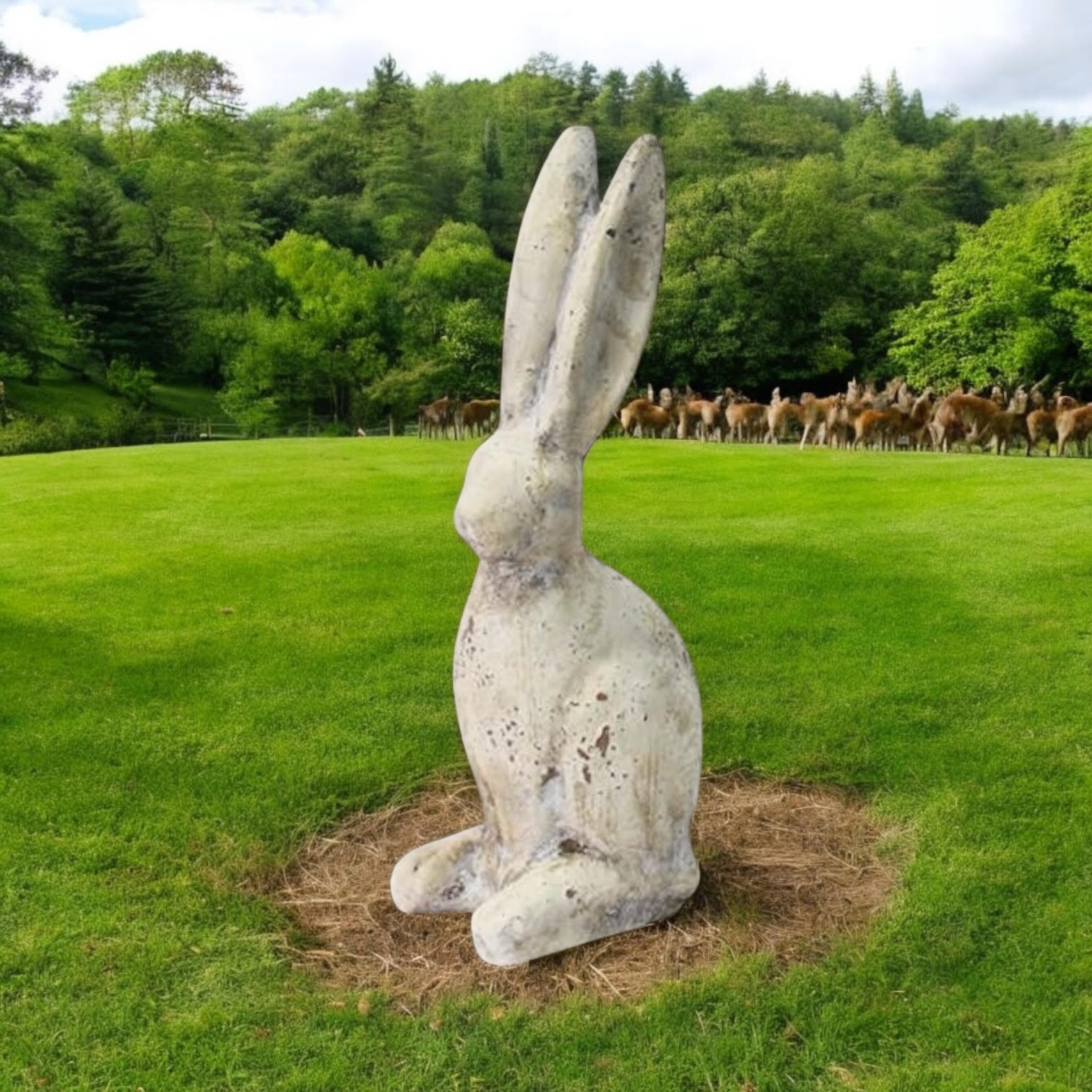 MSL 26cm Cream Cement Rabbit Garden Ornament