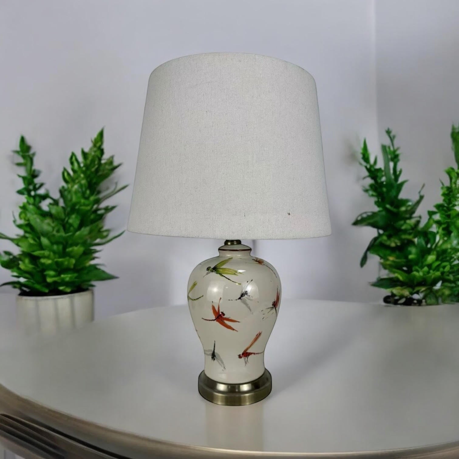 MSL Traditional Ceramic Table Lamp Base and Shade with Inline Rocker Switch, Double Insulated, Suitable for Living Room or Bedroom