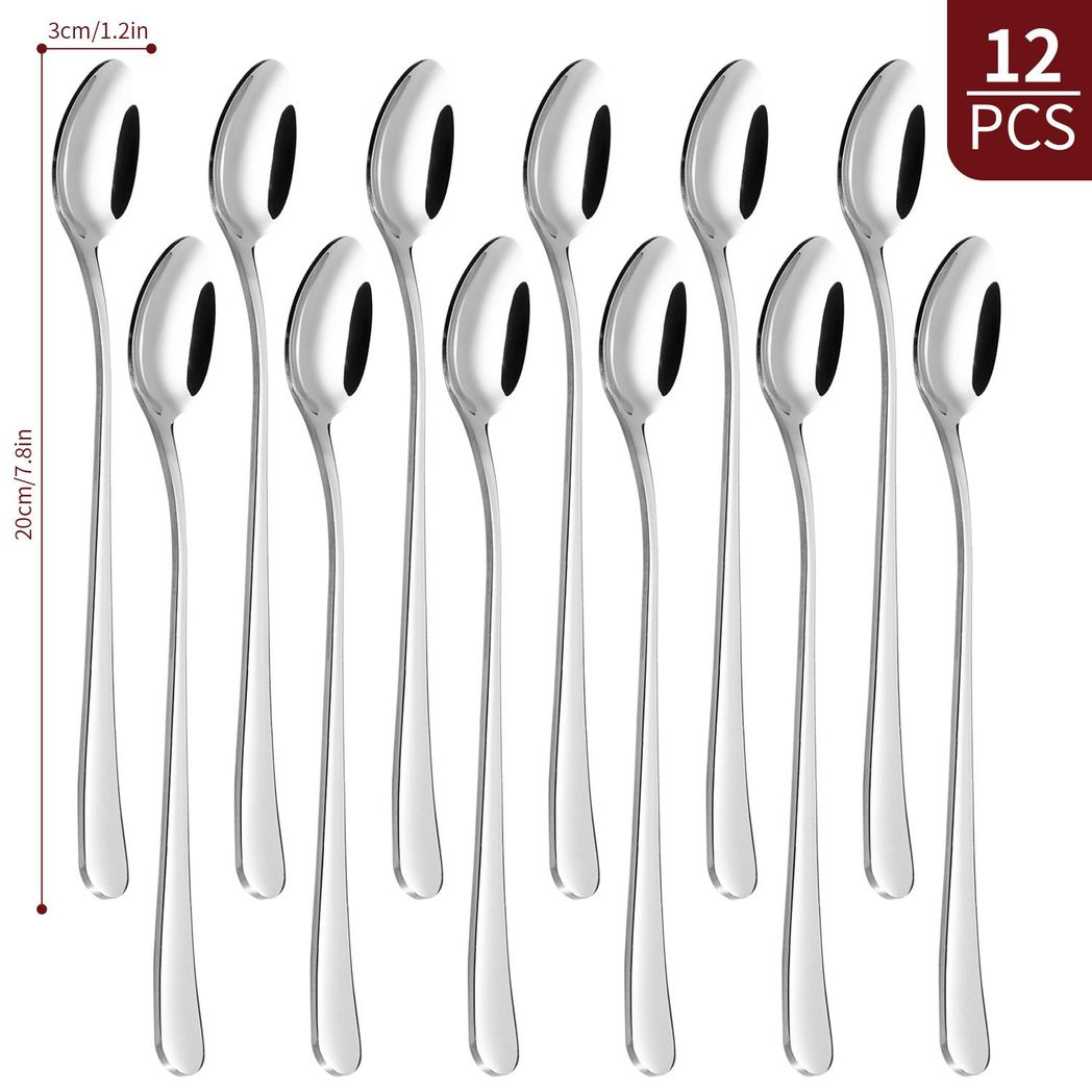 Vinsani 12-Piece Stainless Steel Long Handle Latte Spoons