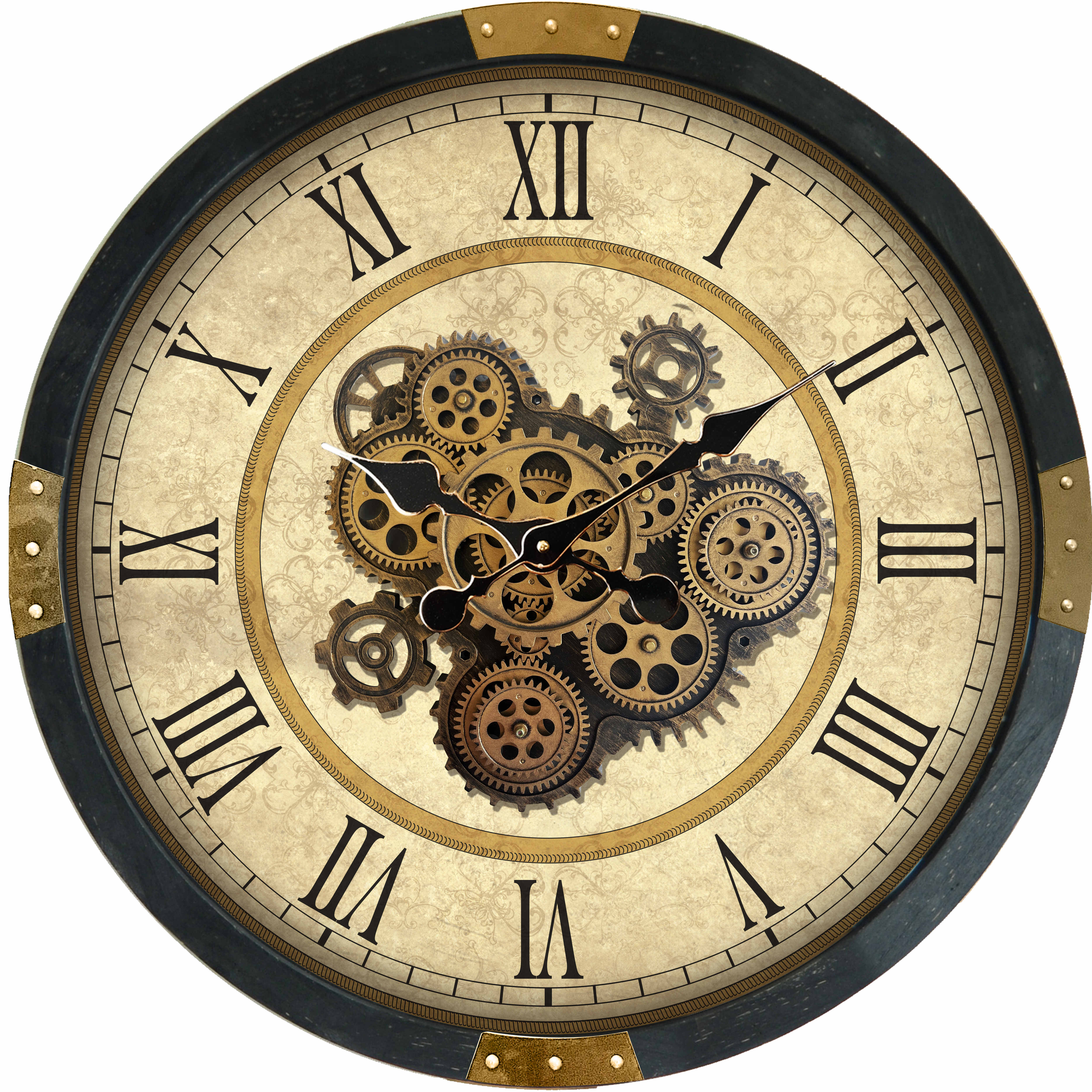 MSL 64cm Gear Wall Clock, Hand Finished, 1 AA Battery Required
