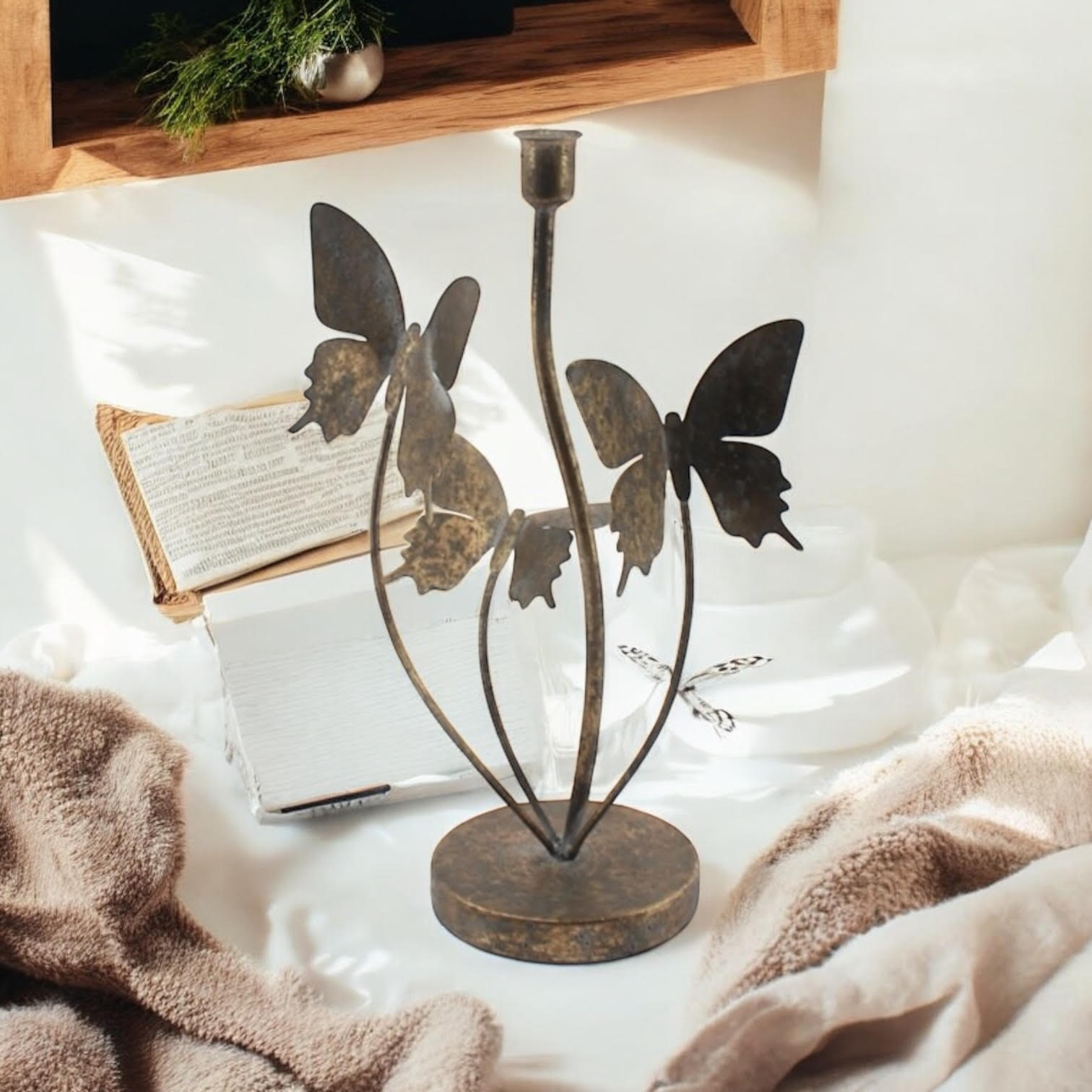 MSL 35cm Hand-Finished Metal Candle Holder
