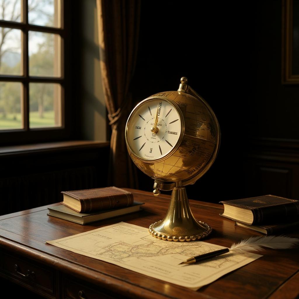 MSL Hand Finished Table Clock with Globe Design, 1 AA Battery