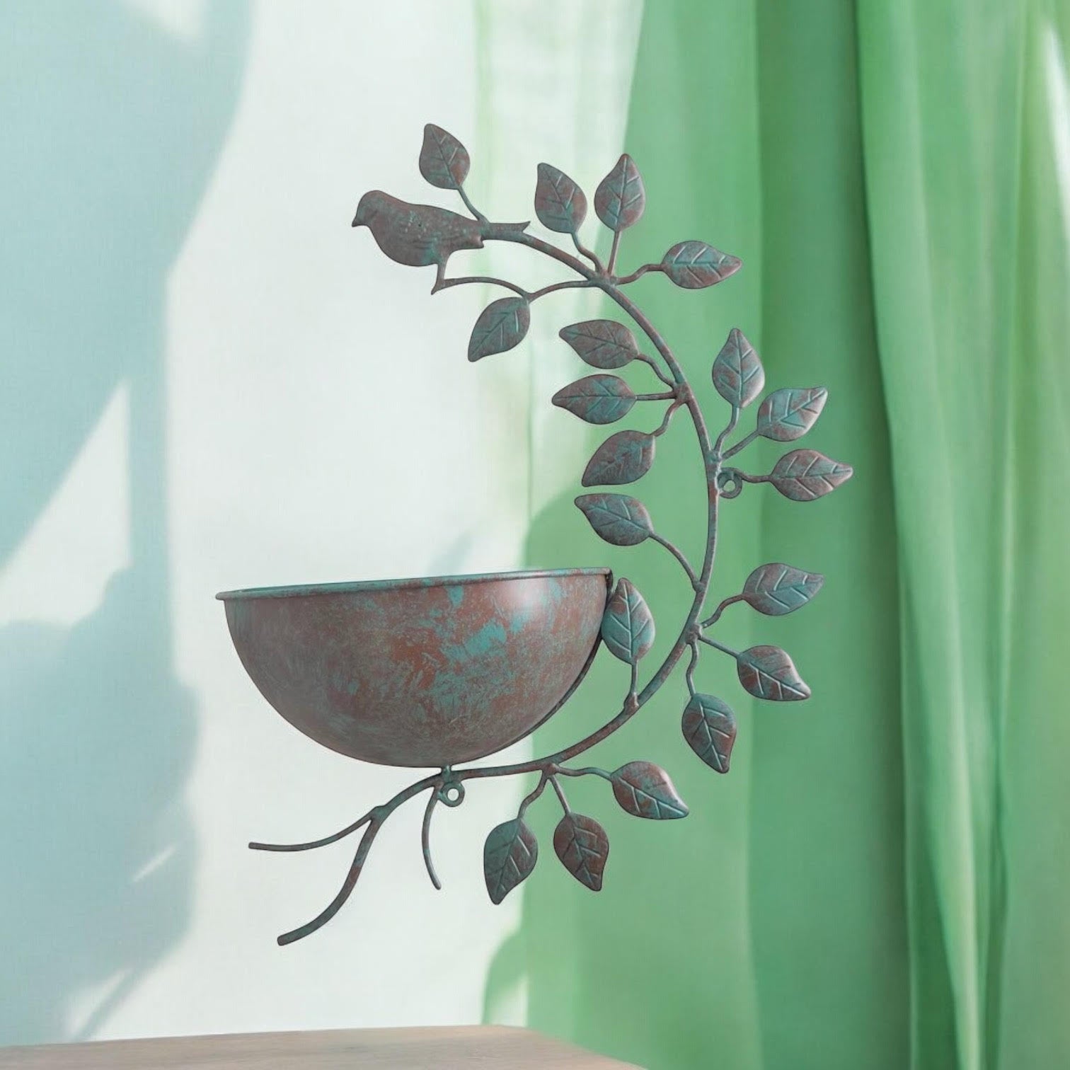MSL 42cm Green Metal Garden Planter Pot