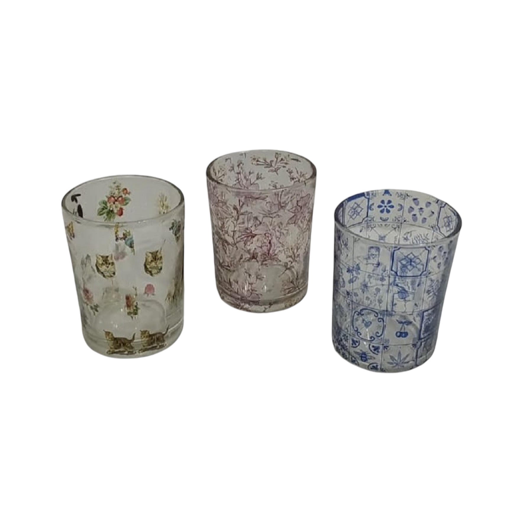 MSL 10cm Textured Lustre Glass Votive Holder, Set of 3