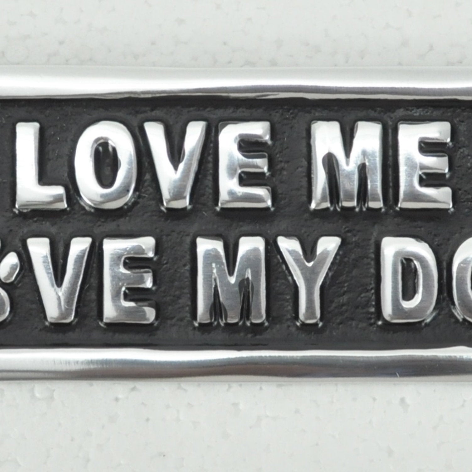 MSL 20cm Aluminium Love Me Love My Dog Metal Door Sign, Hand Finished Wall Decor, Pre-Drilled Holes