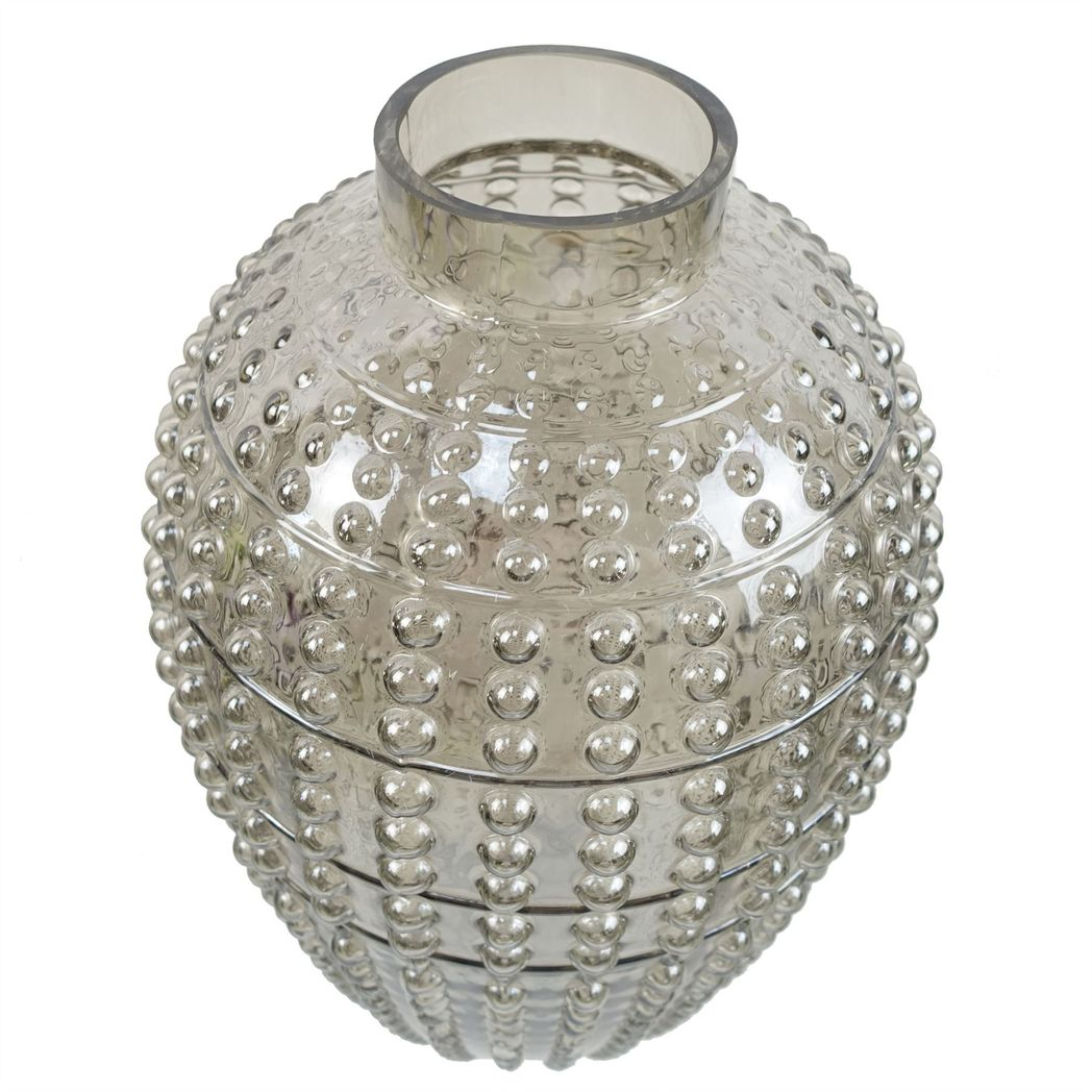 Leaf 35cm Smoke Grey Bubble Glass Vase