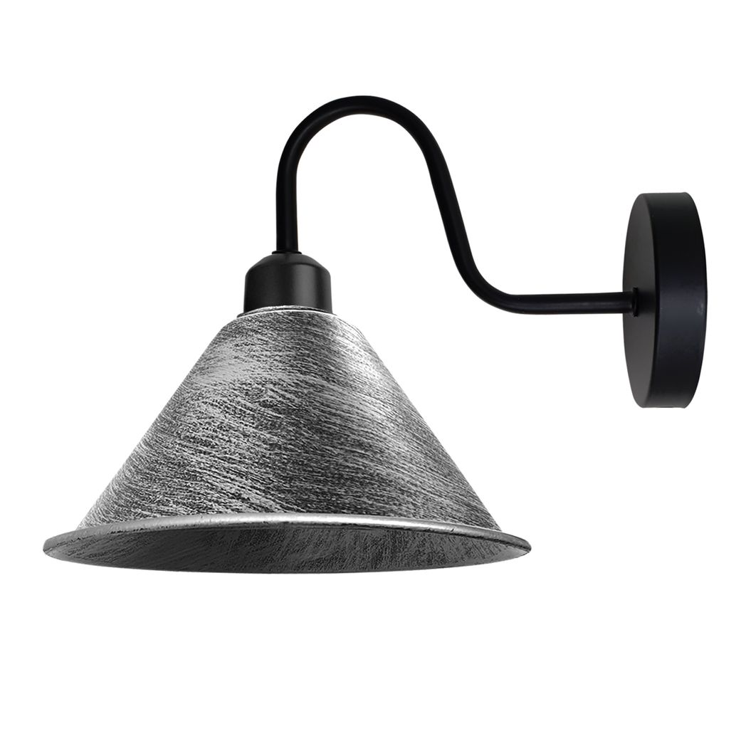 Vintage Black Wall Sconce, Metal Cone Shade, E27 Socket