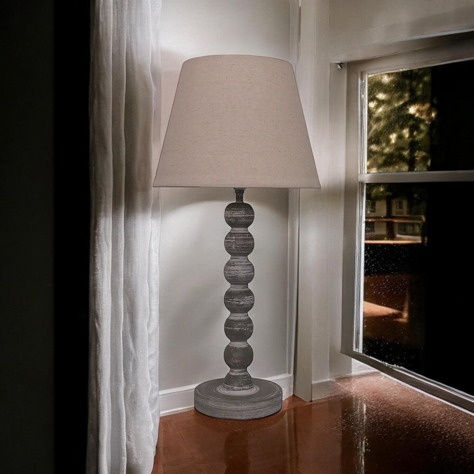 MSL 51cm Traditional Table Lamp and Shade with Inline Rocker Switch, Double Insulated, Linen Shade