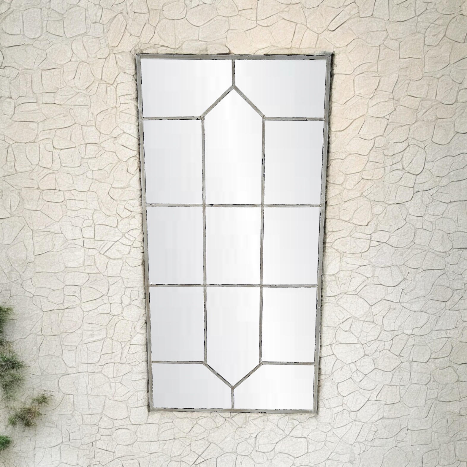 MSL 120cm Metal Window Wall Mirror for Indoor or Outdoor Use with Hanging Hook