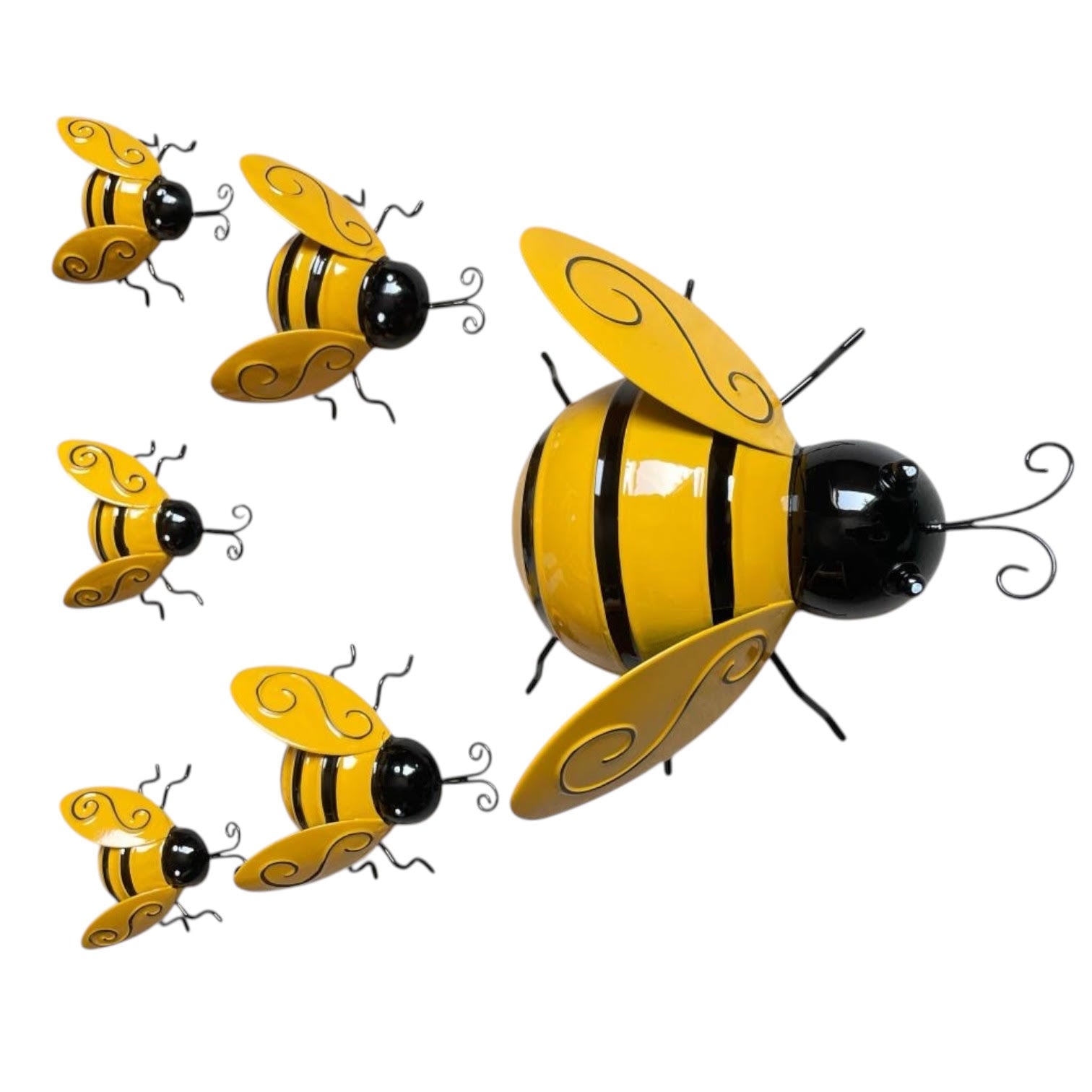 MSL Metal Garden Bees Set of 6 Hanging Outdoor Decorations