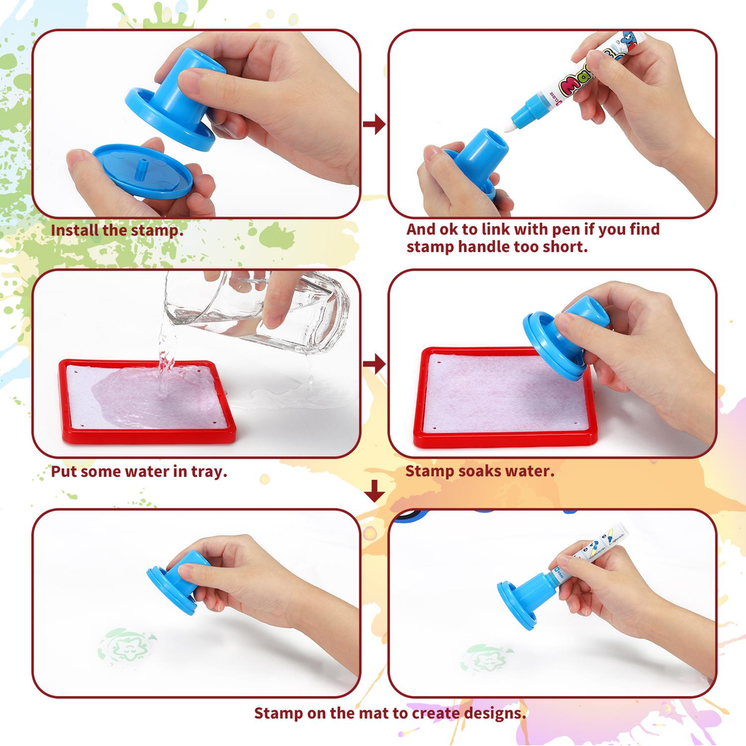 SOKA Water Doodle Mat Set, 150 x 90 cm, with 2 Magic Water Pens, Stencils, Foam Shapes, Brush, Roller and Drawing Board