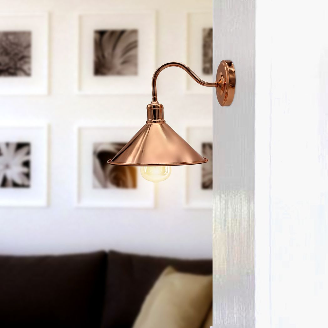 Vintage Rose Gold Electroplated Metal Wall Light, E27