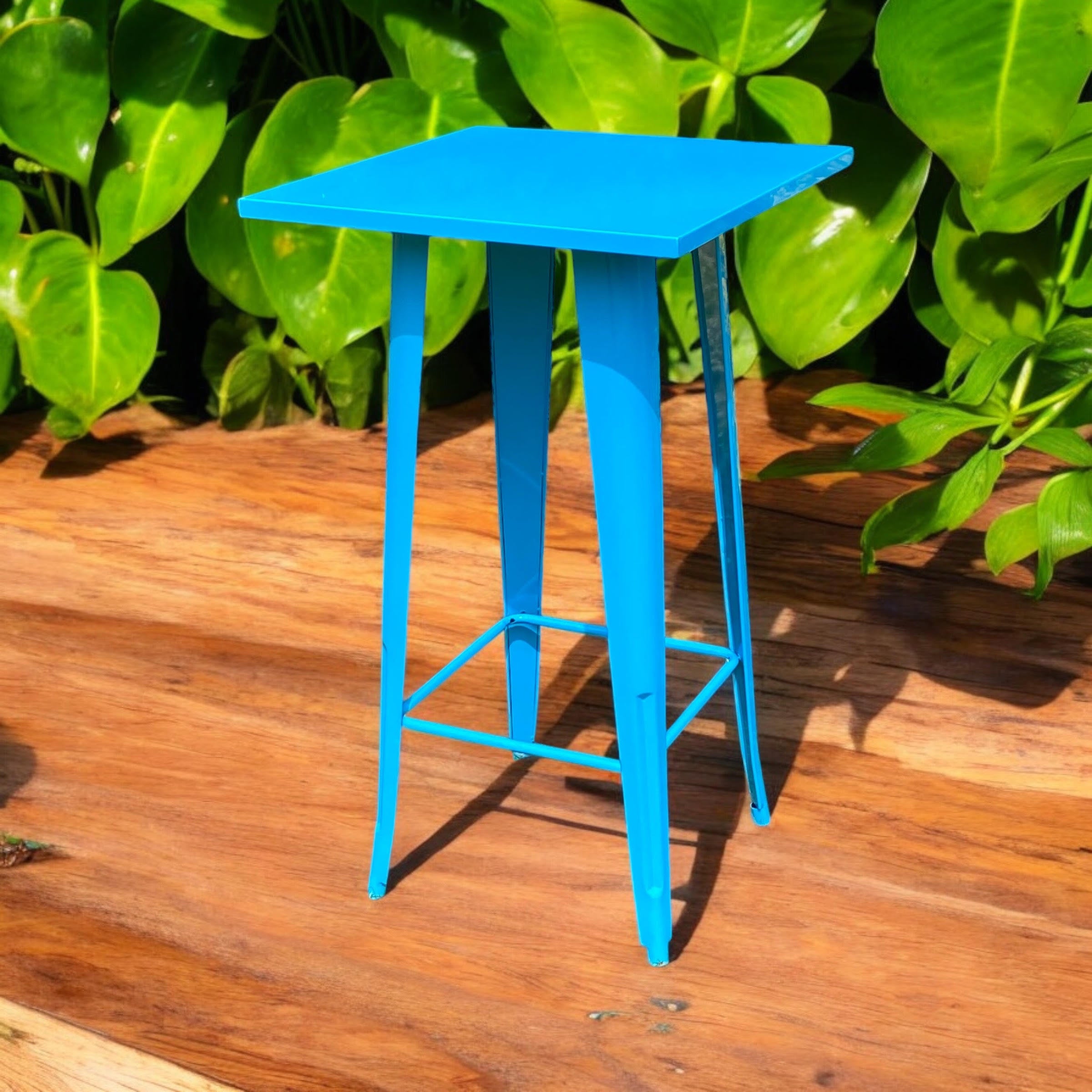 MSL Blue Metal Outdoor Bar Table 60 x 60 x 115 cm