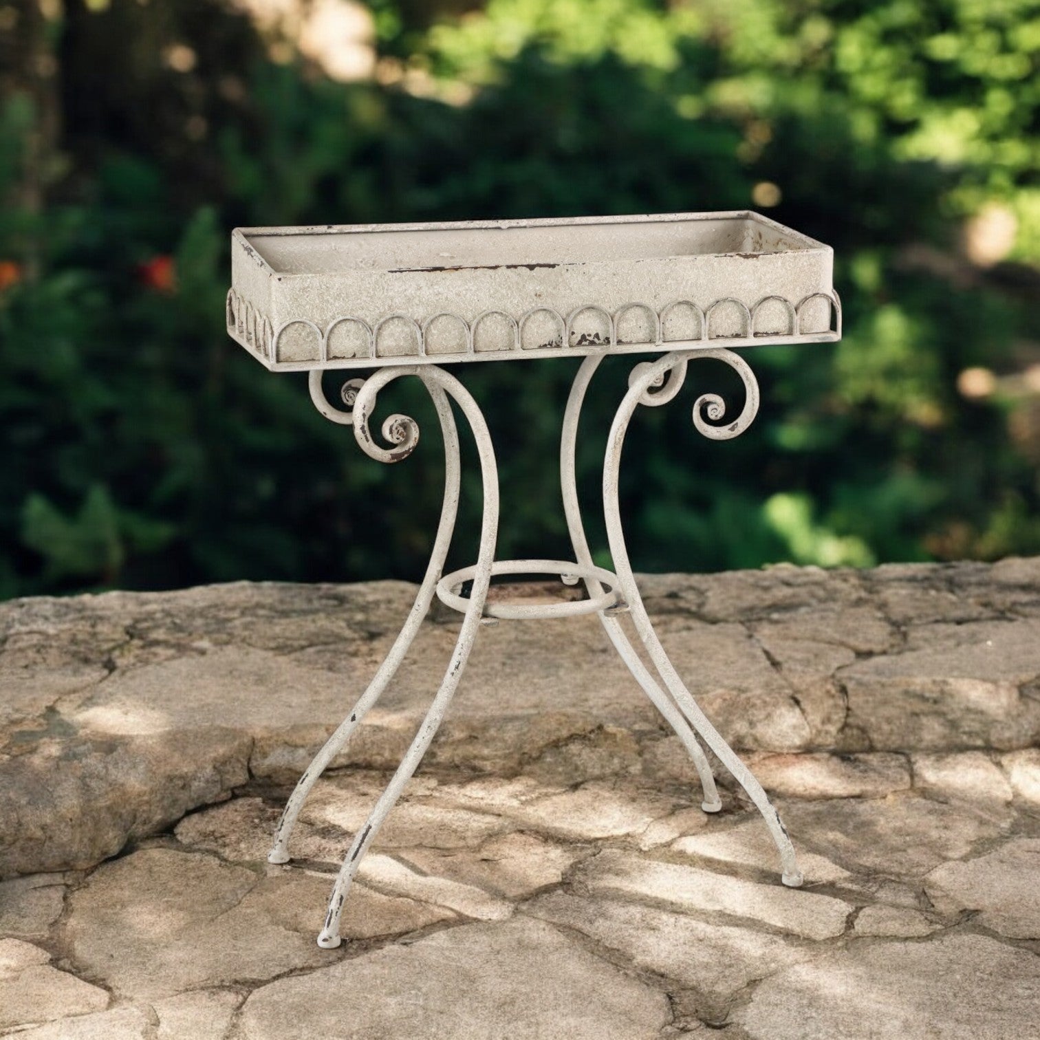 65cm Cream Metal Decorative Table Planter Stand for Home and Garden