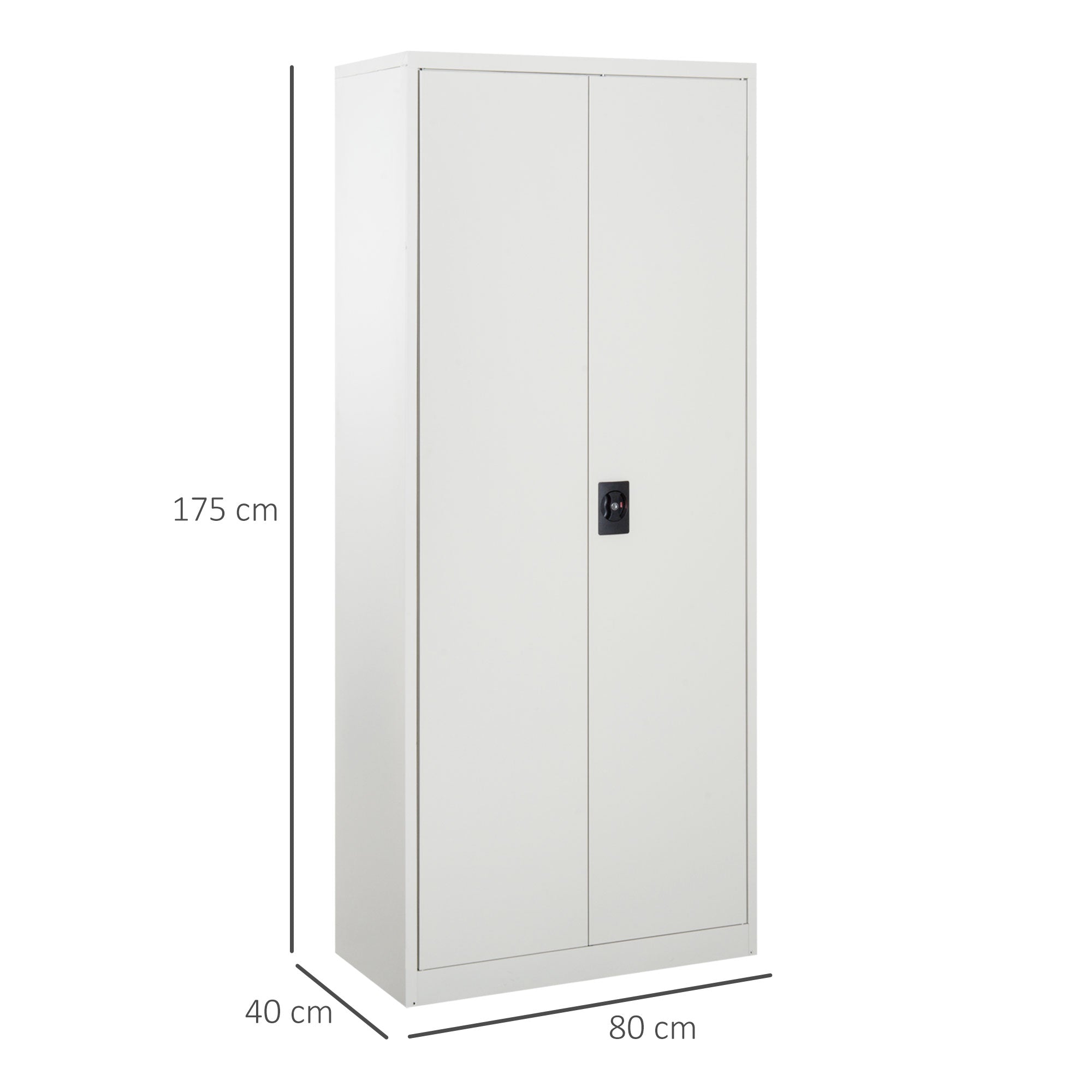 Metal Office Storage Cabinet, 2 Doors, 5-Tier Design, Adjustable Shelves, Lockable, 175cm