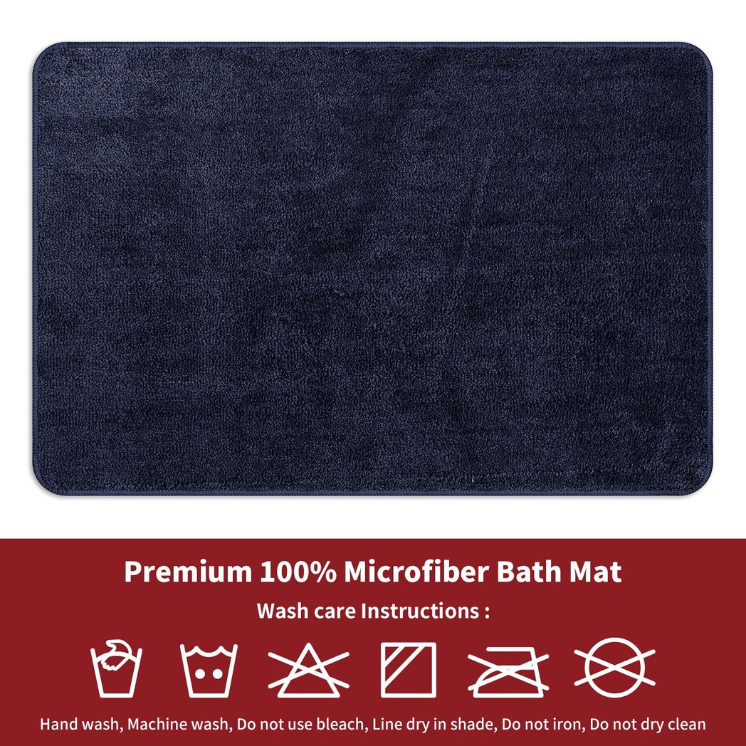 Vinsani Ultra Soft Microfiber Bath Mat, Navy, 50 x 80 cm