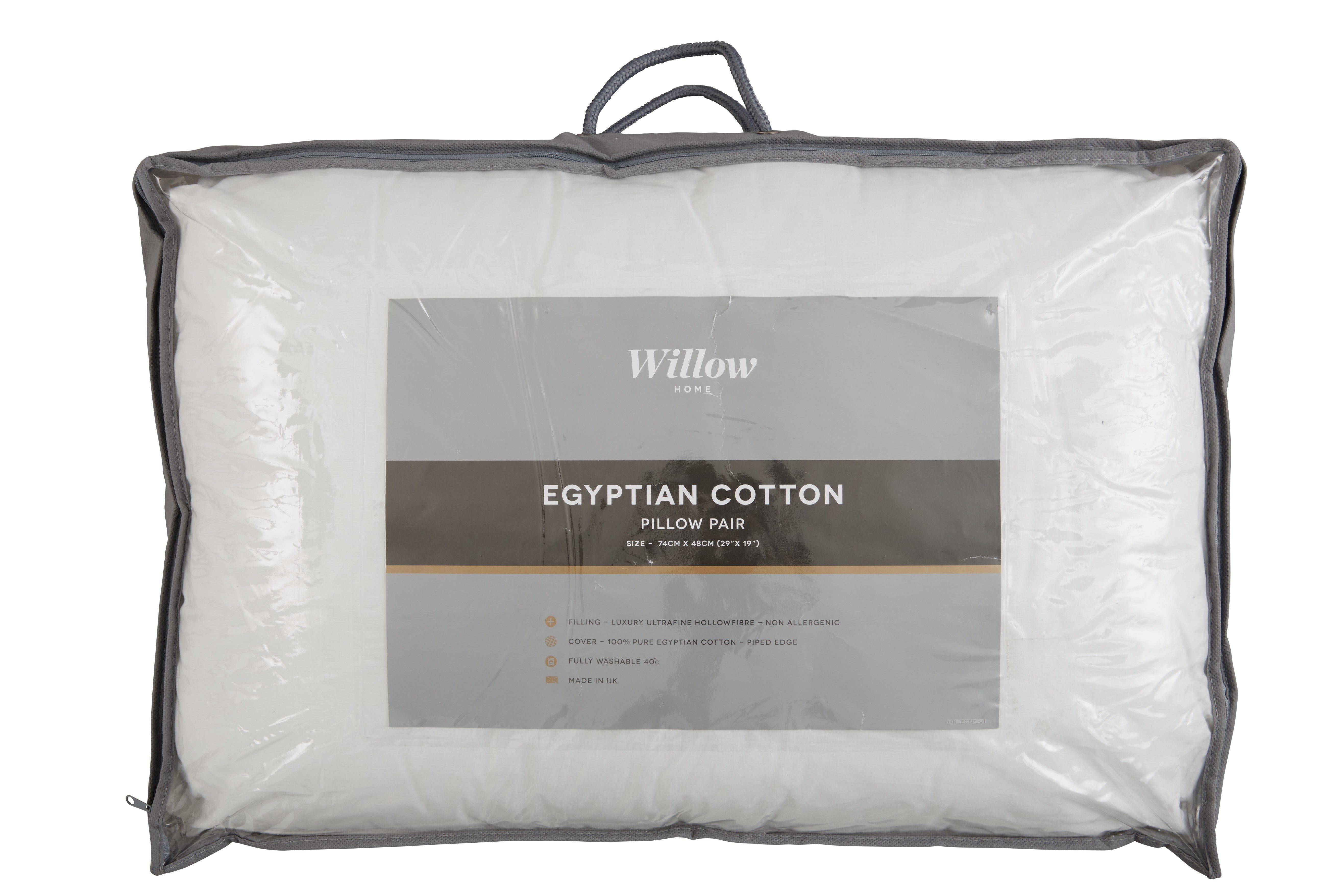 Harwoods Hollowfibre Pillow Pair with 100% Cotton Case and Piped Edge