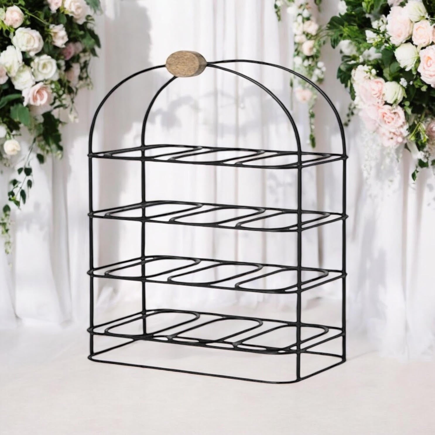 MSL 25 Inch Hand Cast Iron Effect 12 Bottle Wine Rack with Ornate Side Detail