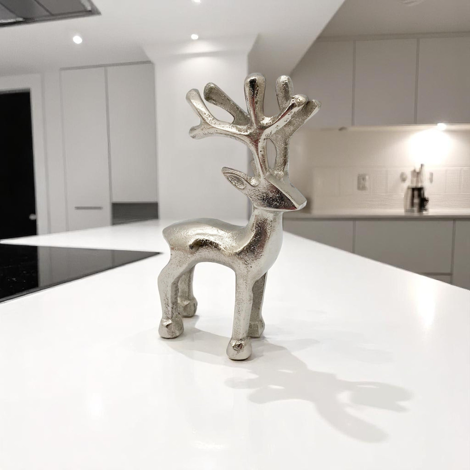 6 Inch Nickel Plated Reindeer Stag Decor