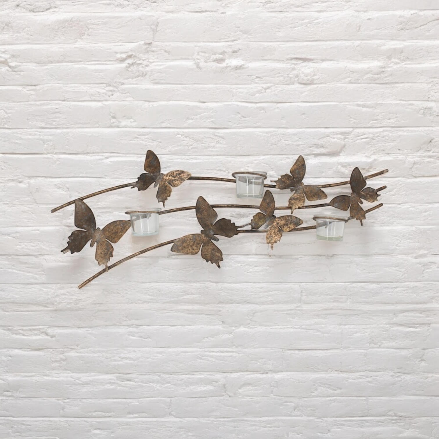 MSL 67cm Hand-Finished Metal Butterfly Candle Holder
