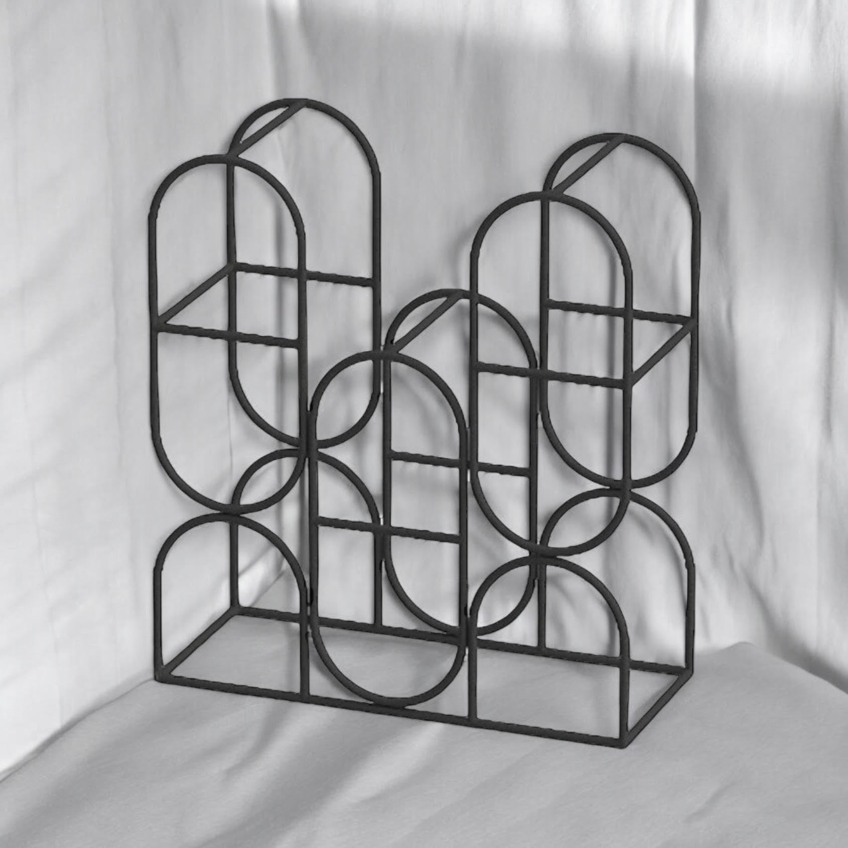 MSL 14 Inch Black Cast Iron Effect 8 Bottle Wine Rack