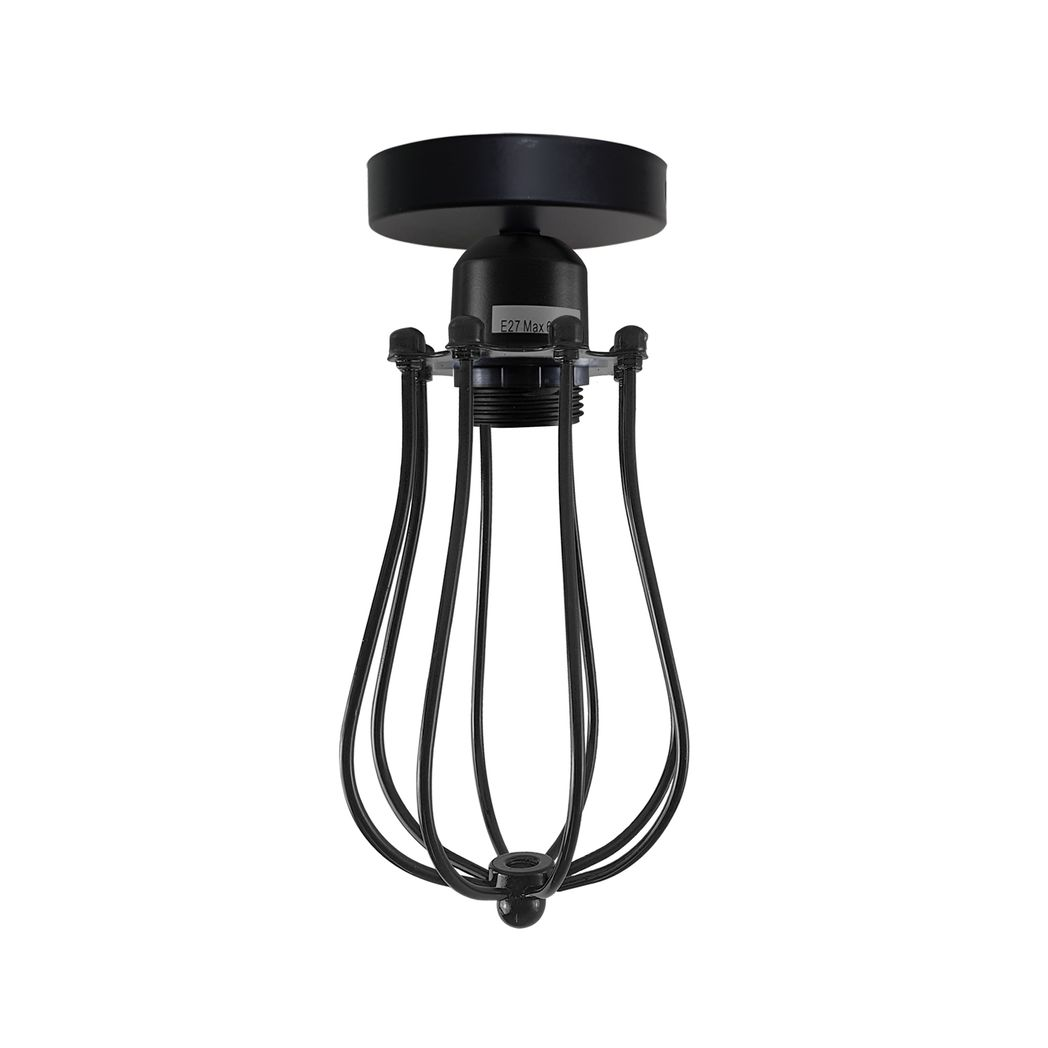 Vintage Industrial Geometric Wire Cage Ceiling Light Fixture