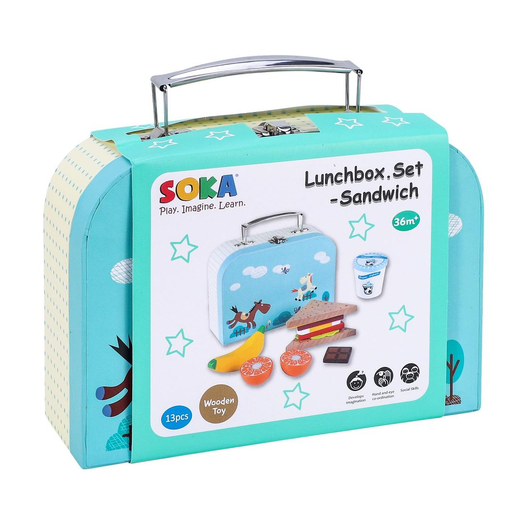 SOKA Wooden Sandwich Lunch Box Pretend Play Set