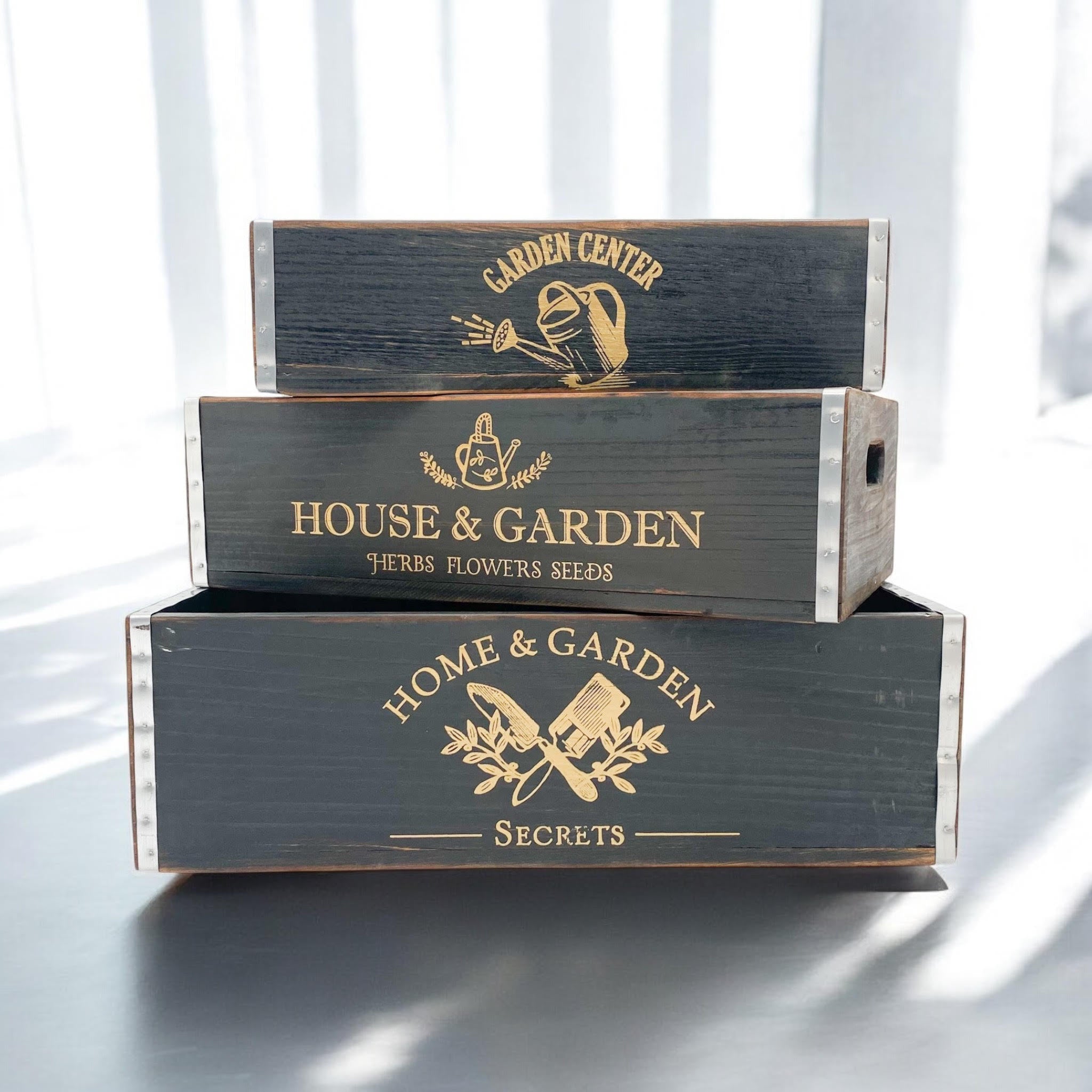 MSL Set of 3 Black Wooden Trays