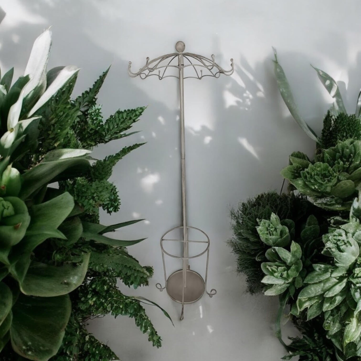 MSL 172cm Cream Metal Coat and Umbrella Stand for Hallway or Home