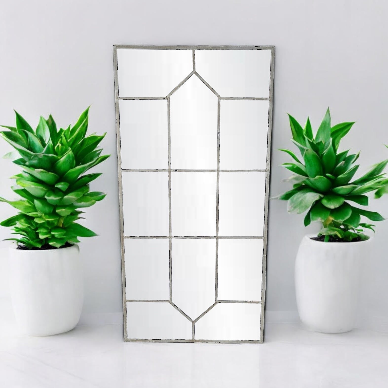 MSL 120cm Metal Window Wall Mirror for Indoor or Outdoor Use with Hanging Hook