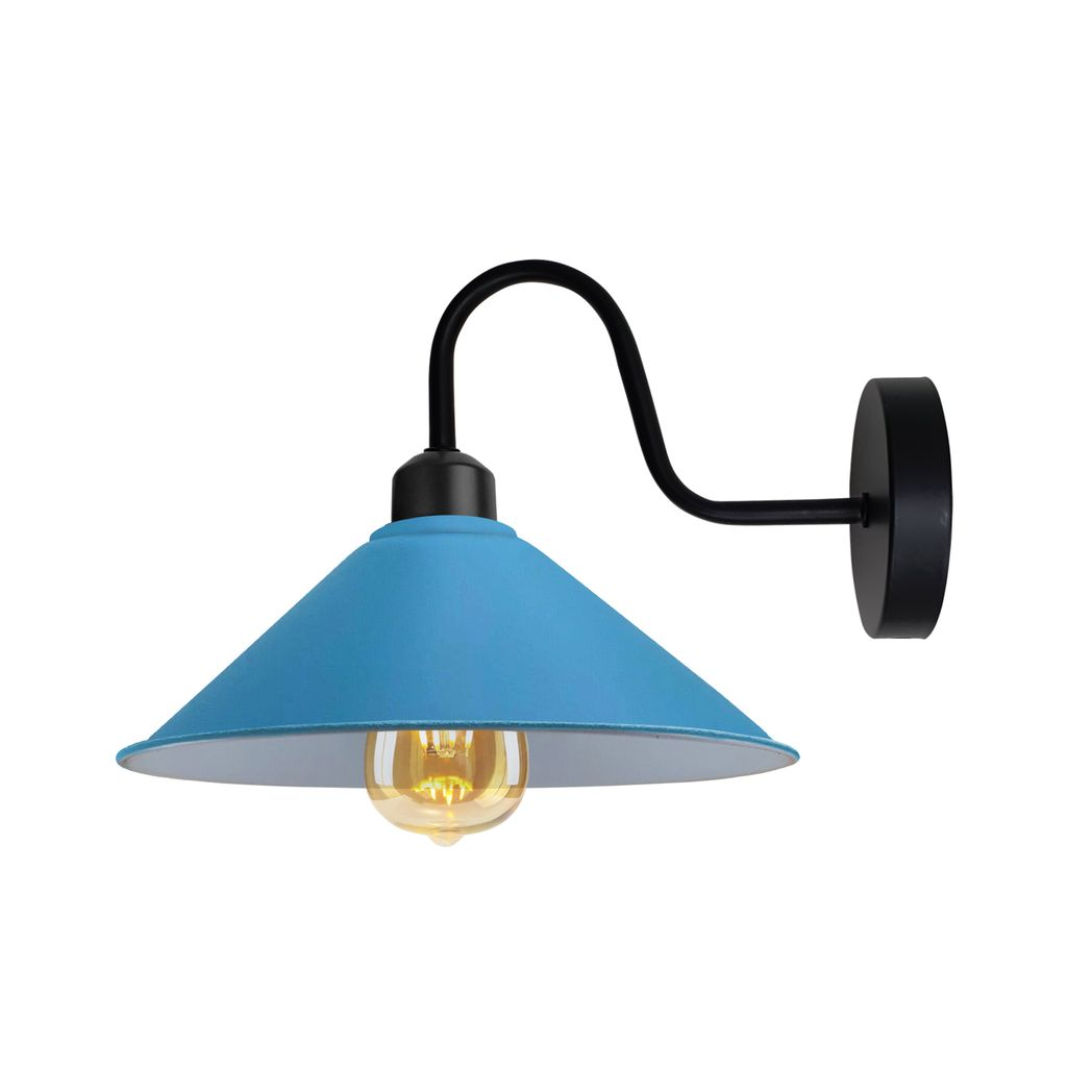Vintage E27 Wall Sconce, Cone Shade Swan Neck, Indoor Hardwired