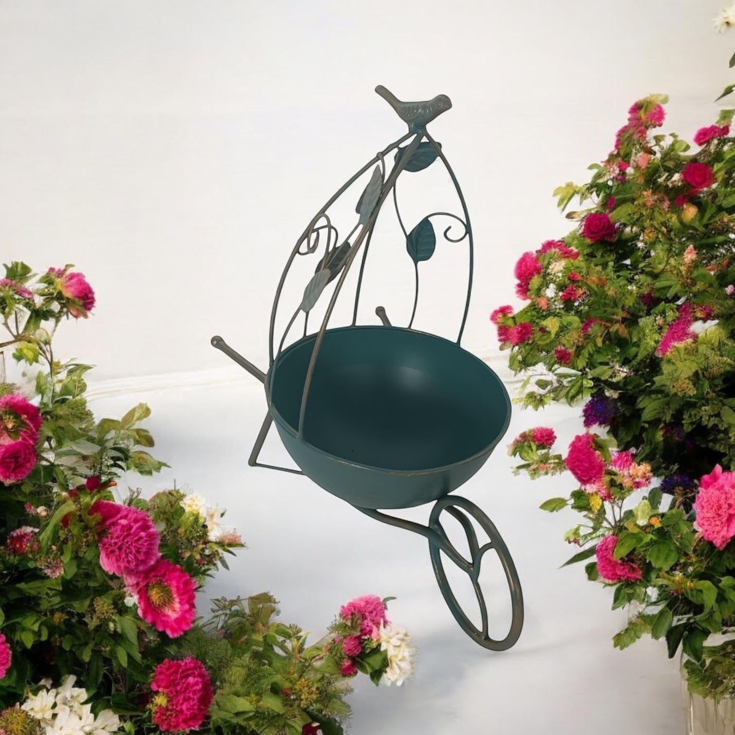 MSL 36cm Blue Metal Garden Planter Pot