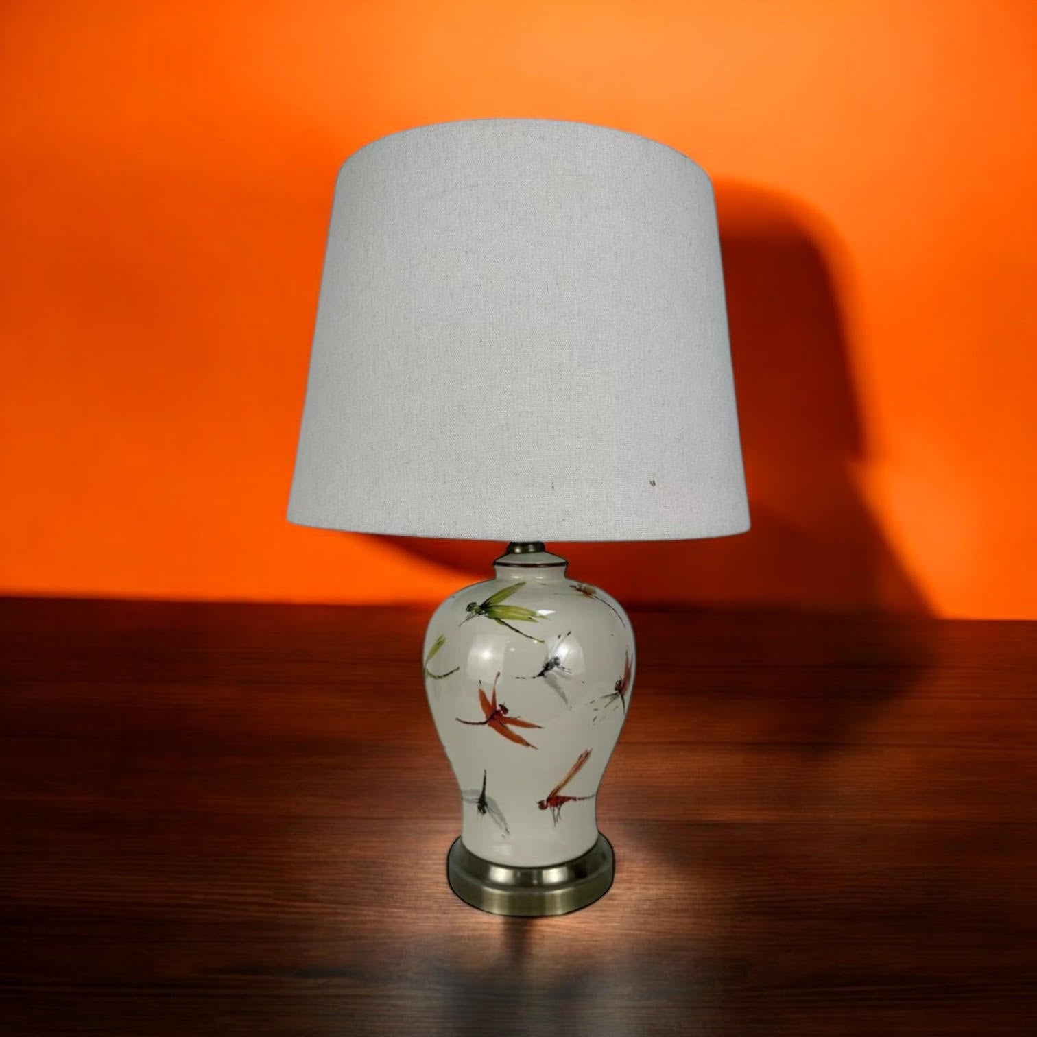 MSL Traditional Ceramic Table Lamp Base and Shade with Inline Rocker Switch, Double Insulated, Suitable for Living Room or Bedroom