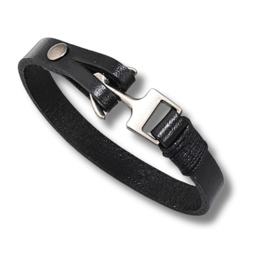 Men's Leather Anchor Bracelet