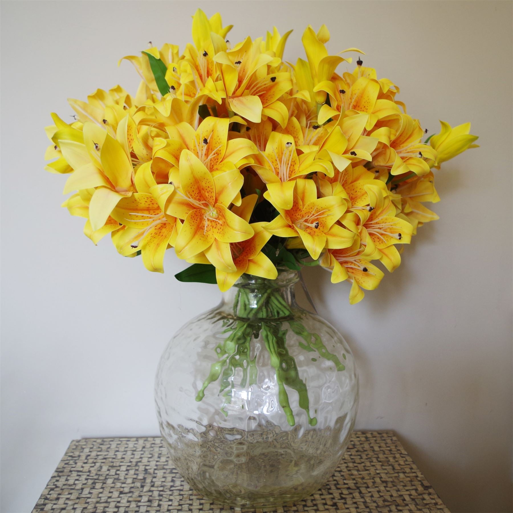 12 Pack 60cm Artificial Yellow Lily Stems, 144 Flowers Total