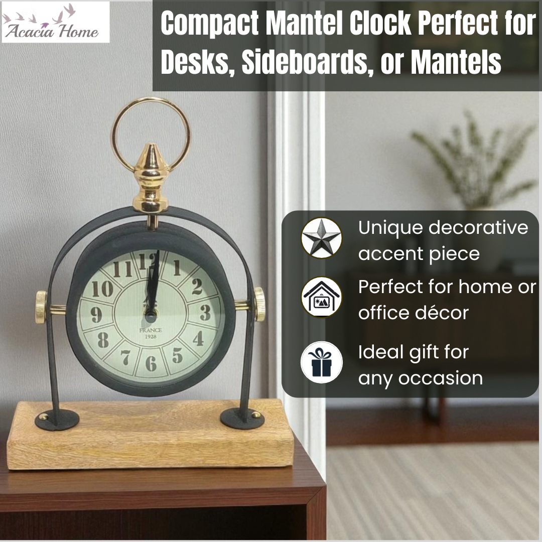 MSL Hand Finished Table Clock, 1 AA Battery Powered