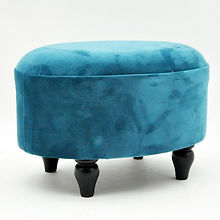 MSL Blue Velvet Oval Footstool