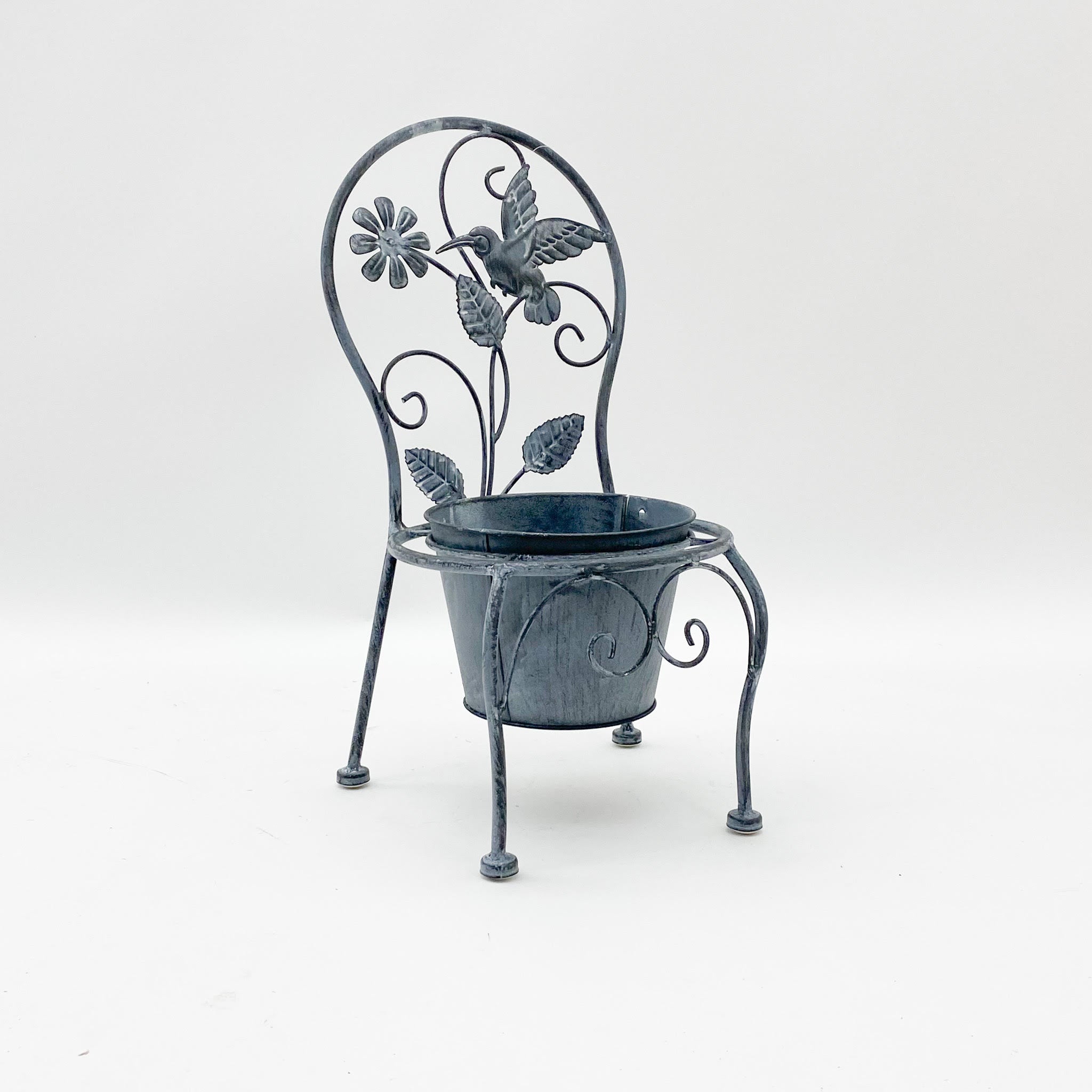 MSL 44cm Stone Grey Metal Garden Planter for Indoor or Outdoor Use
