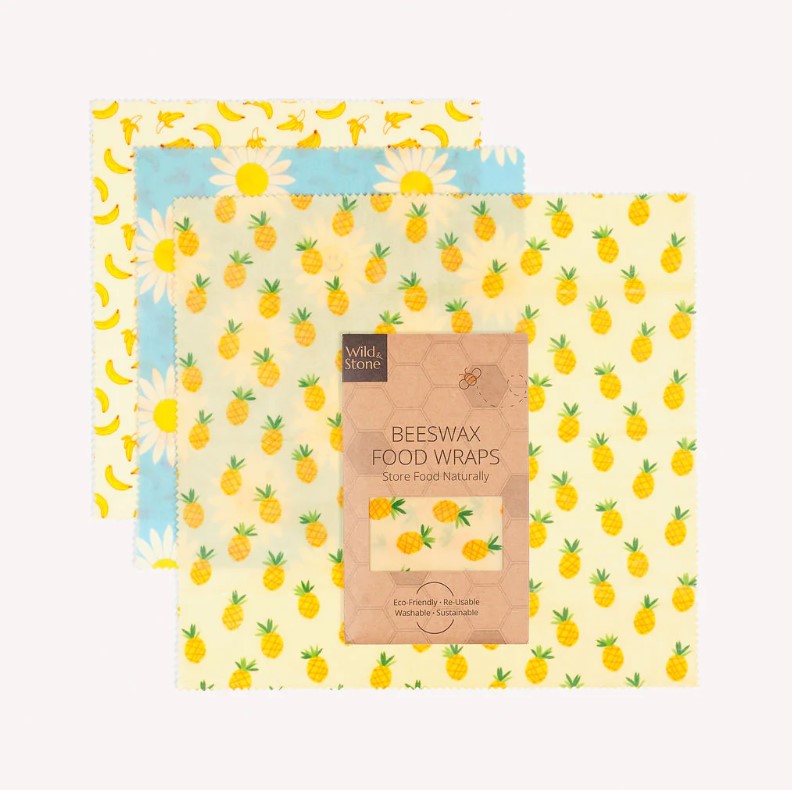 Beeswax food wraps with fruit pattern